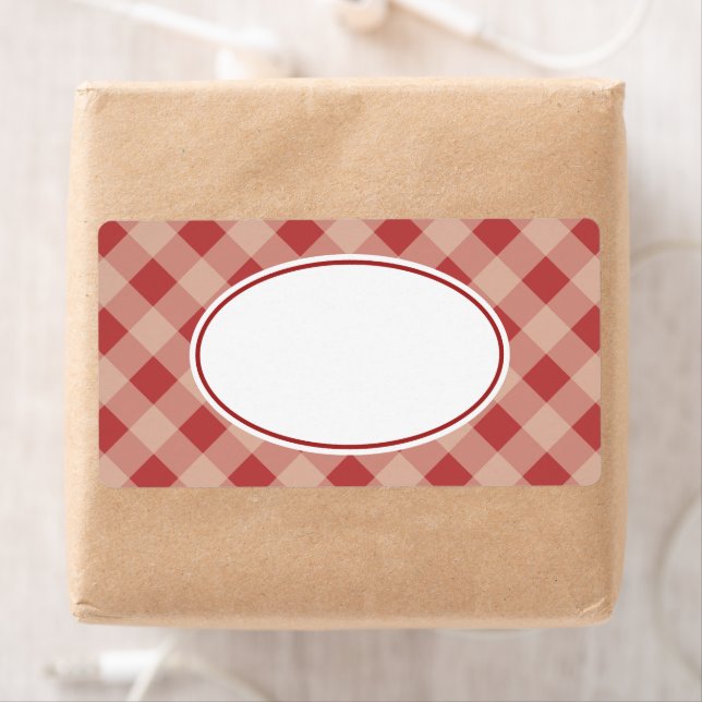 Etiquetas de Gingham Rojas y Crema (In situ)