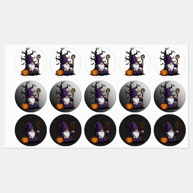 Etiquetas de Gnomos de Halloween (Hoja)