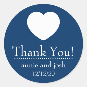 Etiquetas de Heart Thank You (Azul oscuro)