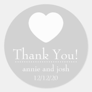 Etiquetas de Heart Thank You (plata)