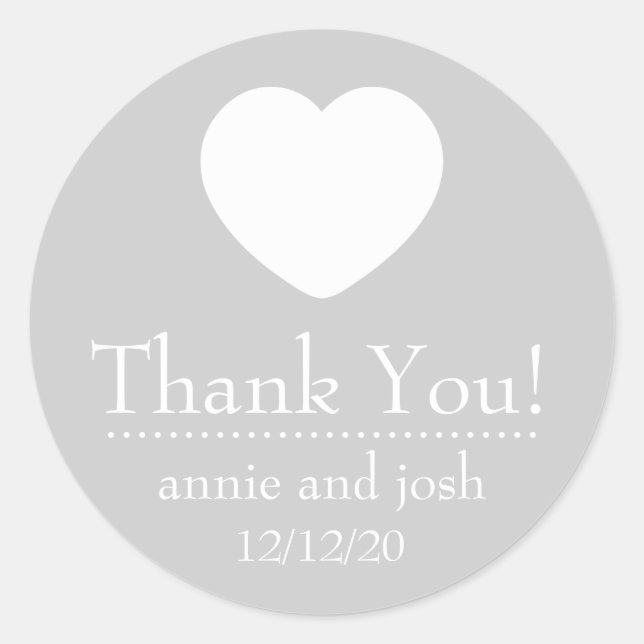 Etiquetas de Heart Thank You (plata) (Anverso)