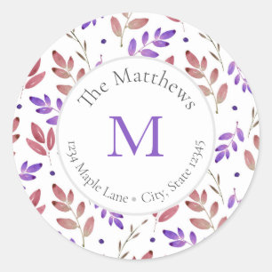 Etiquetas de hojas de agua de siena púrpura mixta