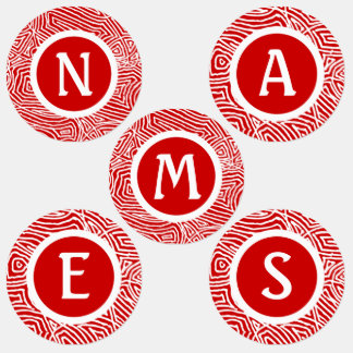 Etiquetas de huellas digitales rojas