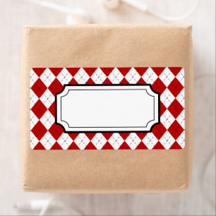 Etiquetas de Impresión de Argyle Rojo Retro
