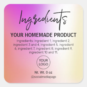 Etiquetas de ingredientes holográficas modernas pa