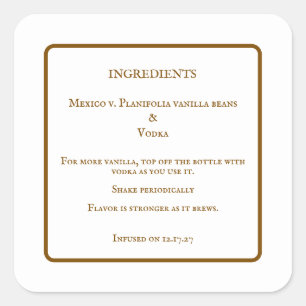 Etiquetas de Ingredientes para Frasco de Extracto