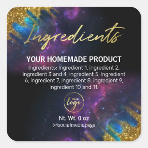Etiquetas de ingredientes para galaxia