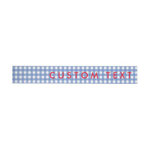 Etiquetas de Invitación de Gingham Azul y Blanco O