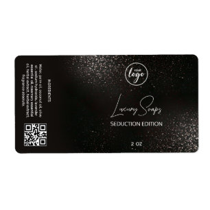 Etiquetas de jabón de Purpurina negro seductoras