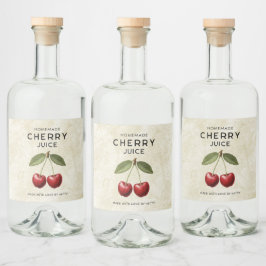 Etiquetas de jugo de cereza casero estilo vintage