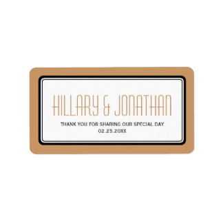 Etiquetas de la boda rectangulares de marco marrón
