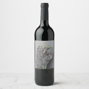 Etiquetas de la botella de vino, caballos