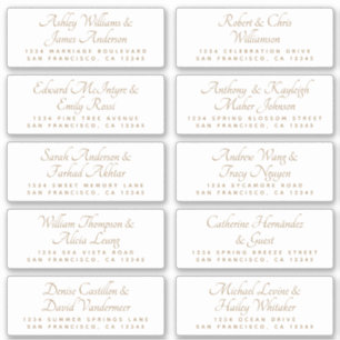 Etiquetas de la dirección de invitado del Boda de