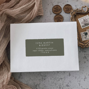 Etiquetas de la dirección del invitado verde oliva
