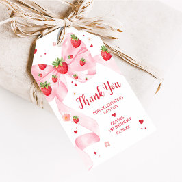 Etiquetas de la fiesta de cumpleaños de fresa Coqu