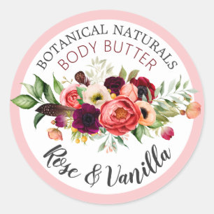 Etiquetas de la manteca del cuerpo floral