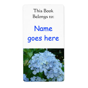 Etiquetas de libro de flores Hortensias azules Jar