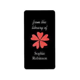Etiquetas de libro personalizadas con flores rojas