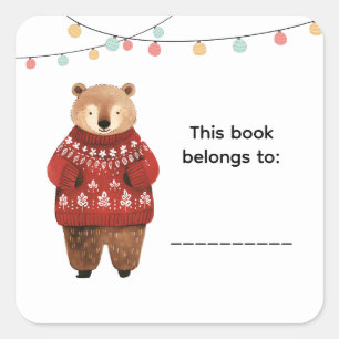 Etiquetas de Libros del Oso de Navidad