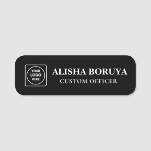 Etiquetas de logotipo de metal negro falso