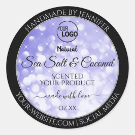 Etiquetas de logotipo de Purpurina azul claro