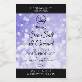 Etiquetas de logotipo de Purpurina azul claro