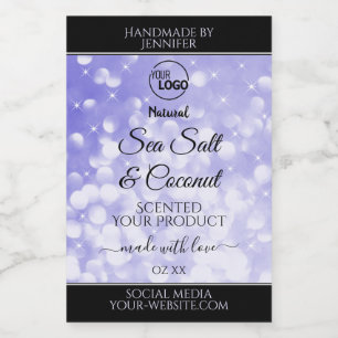 Etiquetas de logotipo de Purpurina azul claro