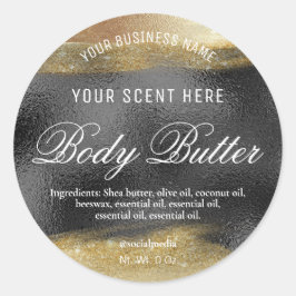 Etiquetas de manteca corporal negras con tinta dor