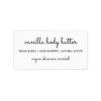 Etiquetas De Mantequilla Corporal Vegan Sencillas 