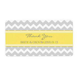 Etiquetas de matrimonio de Chevron amarillo gris