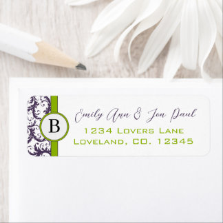 Etiquetas de matrimonio Lapis Purple y Apple Green