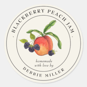 Etiquetas de mermelada de blackberry melocotón vin