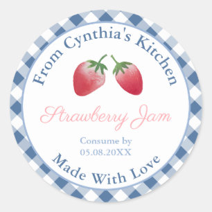 Etiquetas de mermelada de fresa caseras de color a