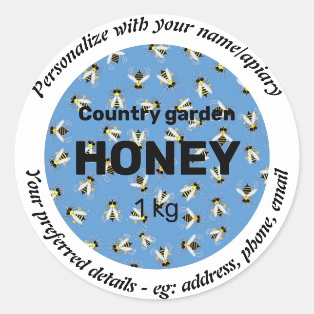 ETIQUETAS DE MIEL PERSONALIZADAS. HOBBY BEEKEEPER, (Anverso)