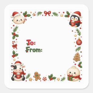 Etiquetas de Navidad Kawaii