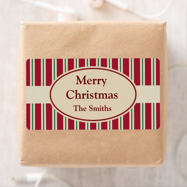 Etiquetas de Navidad Personalizadas a Rayas (In situ)