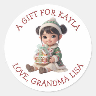 Etiquetas de Navidad personalizadas para y de niña