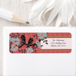 Etiquetas de Navidades de Aves Vintage rojas y ver