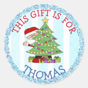 Etiquetas de Navidades personalizados Cute Santa y