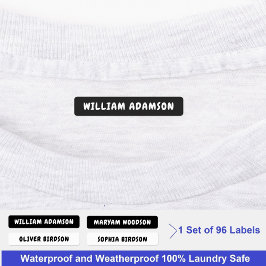 Etiquetas de nombre completo impermeables en negro