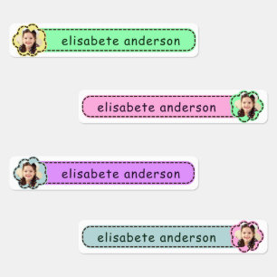 Etiquetas de nombre con foto personalizadas decora