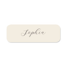 Etiquetas de nombre con letra script beige minimal