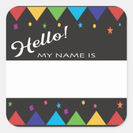 Etiquetas de nombre de Hola fiesta colorido festiv