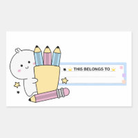 Etiquetas de nombre de papelería y lápices Kawaii