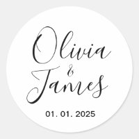 Etiquetas de nombre de pareja boda | Blanco redond