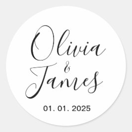 Etiquetas de nombre de pareja boda | Blanco redond