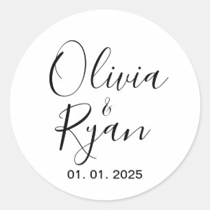 Etiquetas de nombre de pareja boda Blanco redond
