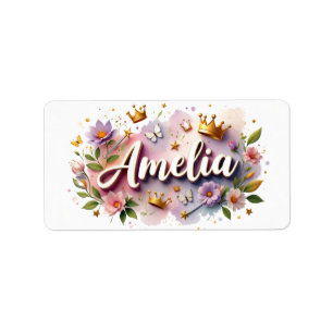 Etiquetas de nombre floral Princess - Pegatina per