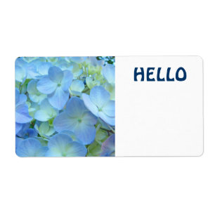 Etiquetas de nombre HELLO adhesivas Floral Azul pe