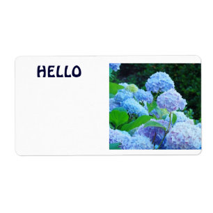 Etiquetas de nombre HOLA Flores de Hortensia Azule